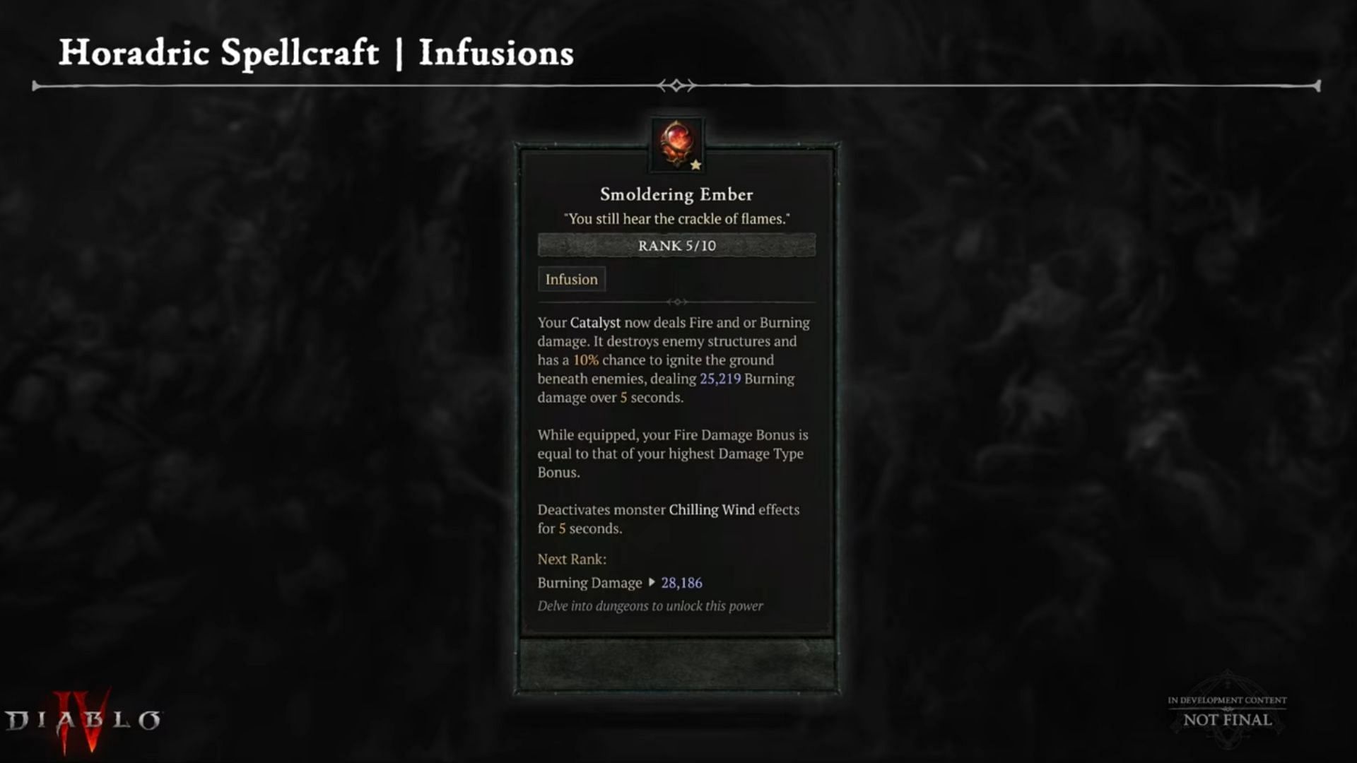 Infusions adjust the damage type and offer other interesting bonuses in Diablo 4 Season 9 (Image via Blizzard Entertainment)